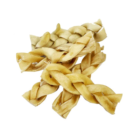 Trenzas de Búfalo de Cabañas del Monte, Hechas de piel de búfalo 100% natural, estas trenzas son ricas en proteínas y completamente libres de aditivos y conservantes