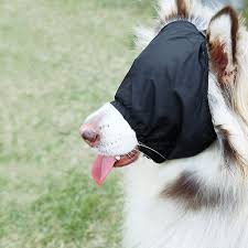 Calming Cap de Cabañas del Monte para perros, confeccionada en suave tela gris claro, diseñada para reducir el estrés y la ansiedad. Este accesorio cubre la cabeza y los ojos de tu mascota, limitando suavemente su visión para ayudarla a mantenerse calmada durante situaciones estresantes como tormentas, visitas al veterinario o viajes en coche. Equipado con un ajuste elástico y velcro, asegura un ajuste cómodo y seguro.