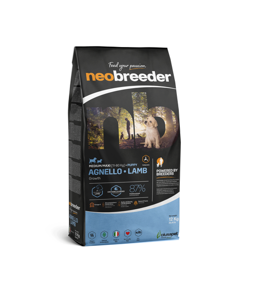 Neobreeder Puppy Lamb 12kg de Cabañas del Monte, un alimento premium formulado específicamente para cachorros en crecimiento. Hecho con cordero de alta calidad, este alimento proporciona todos los nutrientes esenciales que tu cachorro necesita para un desarrollo saludable. Rico en proteínas y con una fórmula equilibrada