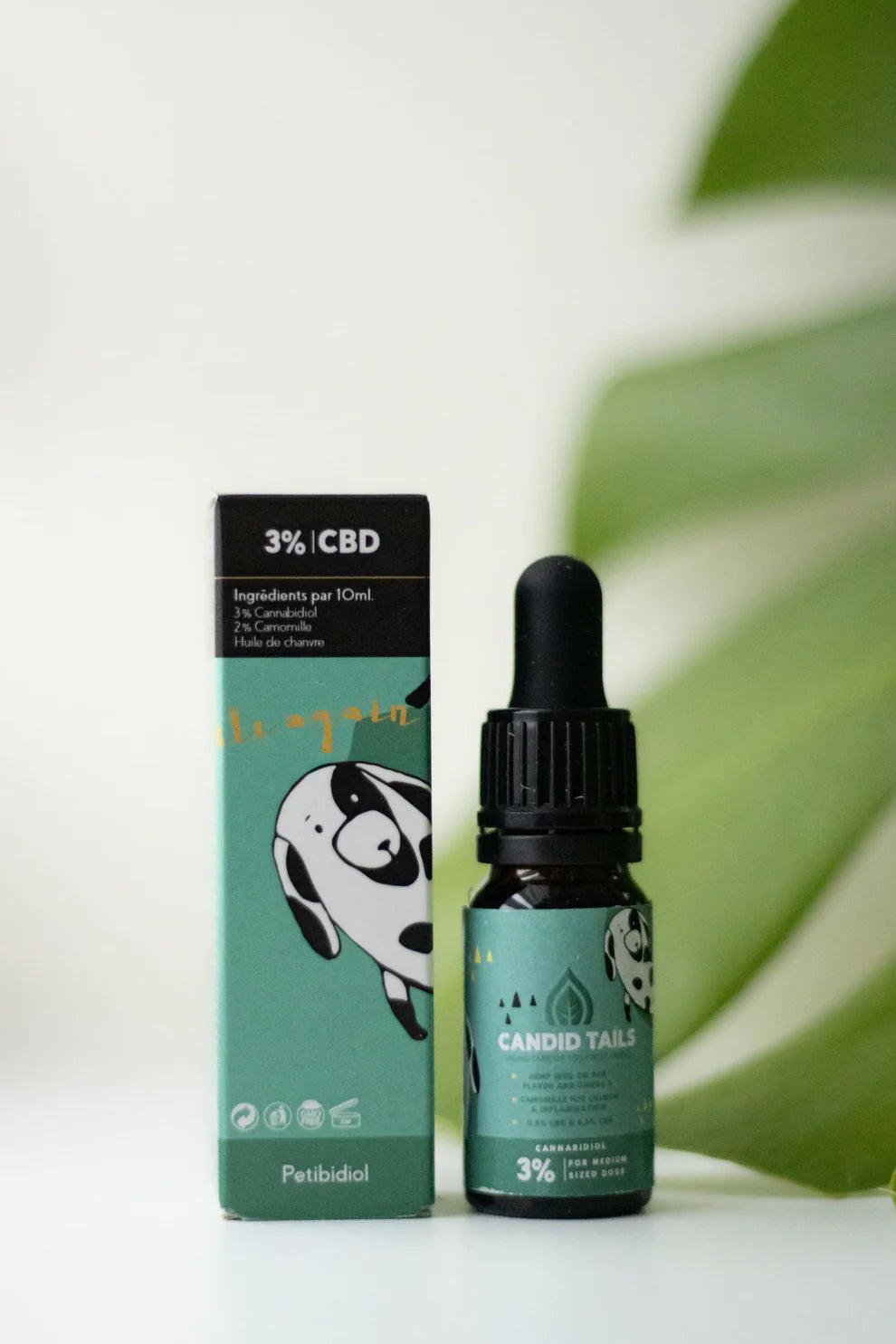 Aceite de cañamo de amplio espectro al 3% para perros pequeños.