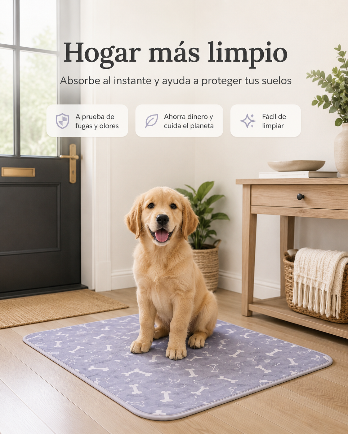 Alfombra absorbente lavable para perros
