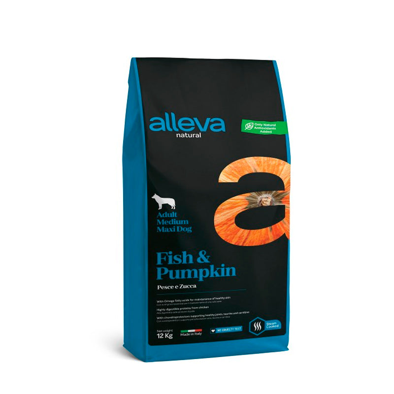 Alleva Natural Adulto/Pescado y Calabaza/Med-Maxi 12 kg